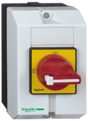Emergency stop/main switch, rotary actuator, 3 pole, 20 A, (W x H x D) 90 x 146 x 131 mm, panel mounting, VCF0GE