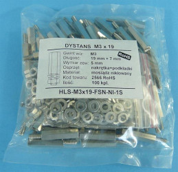 HLS M3x19 FSN KOŁEK DYSTANSOWY 100szt