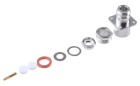 Złącze koncentryczne Montaż na panelu Żeński 50Ω typ złącza Złącze N 0 to 11GHz, zaciskane typ kabla RG11, RG144,