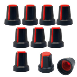 Gałka do Potencjometru - oś 6mm - wys. 17mm - pokrętło Red 10szt