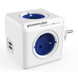Rozgałęźnik elektr. 2202BL 2xUSB 2.1A PowerCube Niebieski elektryczny
