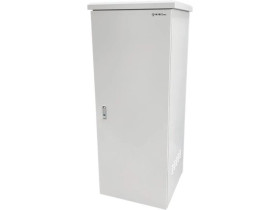 Zewnętrzna szafka rack IP55, stojąca 19 32U 600x600, 4 belki nośne, 4 przepusty kablowe, kolor szary