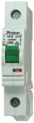 Wyłącznik nadprądowy MCB, Typ D, 1-biegunowy, 32A, 230 → 400V, 60V, na szynę DIN, Kopp 7232.0200.6, GREEN