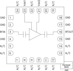 GaAs pHEMT MMIC Low Noise Amplifier, 7.5 - 26.5 GHz