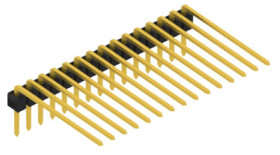 Pin header, 15 pole, pitch 2.54 mm, angled, black, 10056259