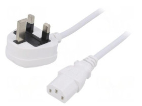 SN23-3/07/2WH Kabel: 3x0,75mm2, BS 1363 (G) wtyk,IEC C13 żeński, 2m
