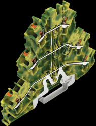 2202-3207 Three-tier through-type terminal block, Ø 0.25 - 2.5 mm, PE