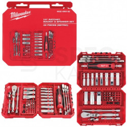 Zestaw nasadek metrycznych 5-15mm 1/4" z grzechotką i akcesoriami w walizce 42 elementy MILWAUKEE