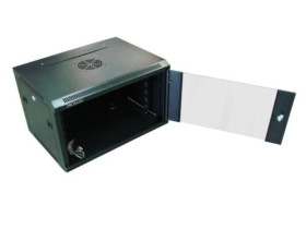 Szafa 19cali wisząca ZETA 6U 600x450 RAL9004 szkłod