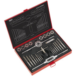 Sealey AK3028BSW Tap &amp; Die Set 28pc Split Dies Imperial BSW