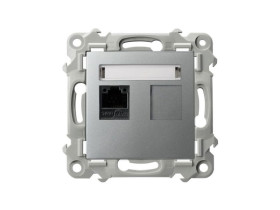 SZAFIR Gniazdo komputerowe pojedyncze kat. 5e MMC srebro GPK-1Z/K/m/18 OSPEL