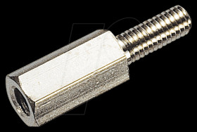 Spacers, metal, hexagon, M4, 8 mm