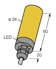 Turck Czujnik indukcyjny nie podtynkowy PNP, Przełącznik NI20-K34-VP4X