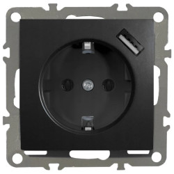 QUADRA Gniazdo SCHUKO USB czarne matowe