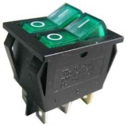 Przełącznik kołyskowy podwójny zielony (12V)