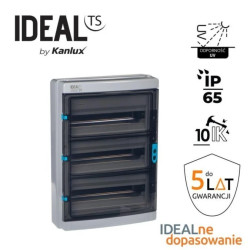 Rozdzielnica modułowa tworzywo 3X18 natynkowa IP65 IK10 N+PE II klasa drzwi szare transparentne KDB-IP65-S54T szary 38456