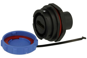 Gniazdo; HDMI 2.0; SY2512/SHDMI2.0-C; na panel; proste; 25mm; czarny; skręcane; IP67; plastik; Weipu; RoHS