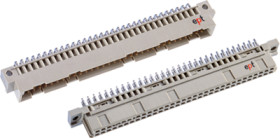 Male connector, type B, 64 pole, a-b, pitch 2.54 mm, solder pin, angled, 101-40064