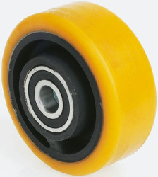 Kółko do wózka, Poliuretan twardy, Poliuretan, Żółty, obc.: 550kg, śred.: 125mm, szer.: 50mm