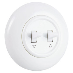 Włącznik żaluzjowy / roletowy z ramką, montaż podtynkowy, kolor biały Retro Vintage Loft