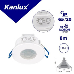 Czujnik ruchu PIR MERGE-WT-O-W 1200VA 360st. IP65/20 IIkl. okrągły do wbudowania biały 37370