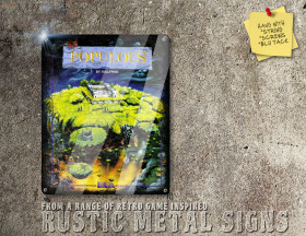 Rustic DOS, Amiga Game Populous Box Artwork Metal Sign [606]