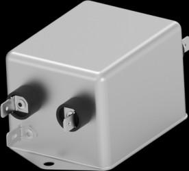 Suppressor filter, 50 to 60 Hz, 3 A, 250 VAC, 14.12 mH, faston plug 6.35 mm, 6609037-1