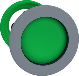 Pushbutton, unlabeled, unlit, groping, waistband round, green, front ring light gray, mounting Ø 30.5 mm, ZB5FA36C0