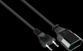 P0300-S005 Euro cord extension Typ C to Euro-socket, black, 0,75 mm², 0,5 m