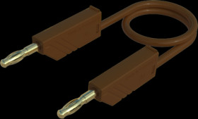 Measuring lead with (4 mm plug, spring-loaded, straight) to (4 mm plug, spring-loaded, straight), 0.25 m, brown, PVC, 2.5 mm², C