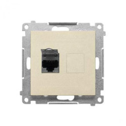 Simon 55 Gniazdo komputerowe pojedyncze RJ45 kat. 6, ekranowane z przesłoną przeciwkurzową (moduł) Szampański mat T61E.01/144