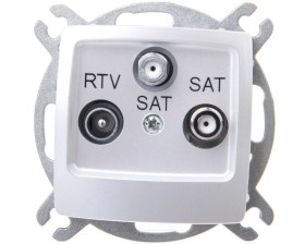 KARO Gniazdo antenowe RTV-SAT-SAT srebrny perłowy GPA-S2S/m/43