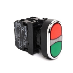 Przycisk sterowniczy dwuklawiszowy, niestabilny, kryty, 2NO, czerwono-zielony T0-B101K20KY