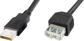 USB 2.0 extension cable, USB plug type A to USB socket type A, 3 m, black, AK-300202-030-S