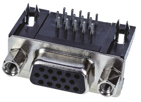 Złącze D-Sub 15-pinowe Żeński Kąt Proste Przewlekany raster 2.29mm Złoto