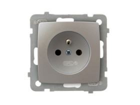 KARO Gniazdo pojedyncze z uziemieniem IP-20 zaciski gwintowe srebrny perłowy GP-1SZ/m/43 OSPEL