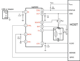 1-cell, 1-A, single input, Li-ion battery charger with 50-mA LDO