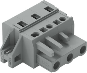 Socket header, 3 pole, pitch 7.5 mm, angled, gray, 231-203/031-000