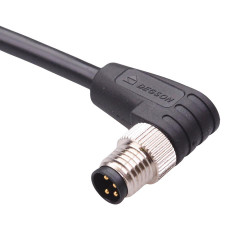 4 Way M8 Prewired Right Angle Male Industrial Circular Connector IP67 3A