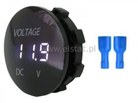 Woltomierz okrągły LED biały; 5-48V, hermetyk