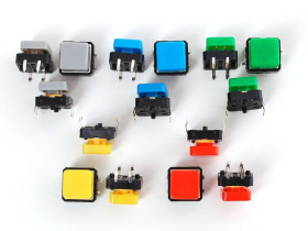Colorful 12mm Square Tactile Button Switch Assortment - 15 pack