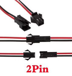 KOMPLET ZŁĄCZ JST 2.54mm 2-pin GNIAZDO + WTYK Z KABLEM 2X 20CM (PLKAB-JST-2)