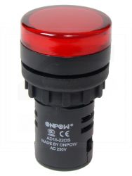 Kontrolka AD16-22DS/R-230VAC;22mm; czerwona;podśw.LED 230V;IP40;ONPOW