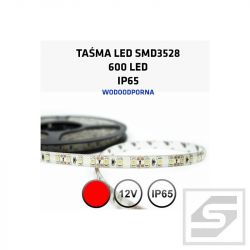 Taśma LED czerwona 600LED/5m 3528 12VDC/IP65/48W LEDstrip3528R/120