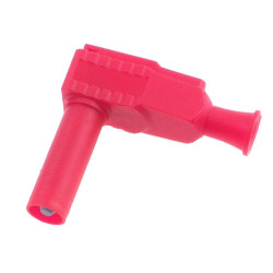 Wtyk bezpieczny 4mm z tuleją stałą kątowy 20A 1000V CAT III, czerwony