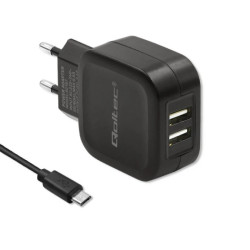Qoltec Ładowarka sieciowa 17W 5V 3.4A 2xUSB + kabel MicroUSB