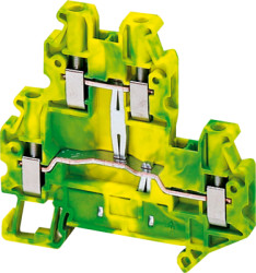 Ground terminal, 4 pole, 0.14-6.0 mm², clamping points: 2, green/yellow, screw connection, NSYTRV44DPE
