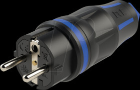 Earthing contact plug TopTaurus2, type EF - CEE 7/7, black/blue