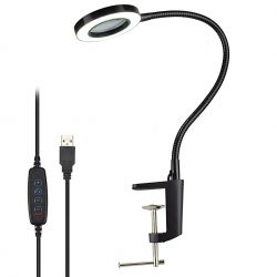 Lampa z lupą na elastycznym ramieniu zasilanie USB