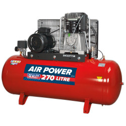 Sealey SAC52775B Compressor 270ltr Belt Drive 7.5hp 3ph 2-Stage - Cast Cylinders
